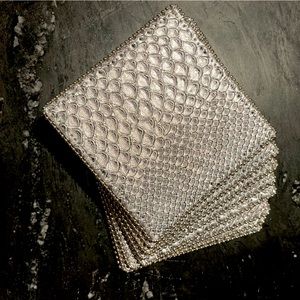 Set of 8 Chrome/metallic snakeskin coasters